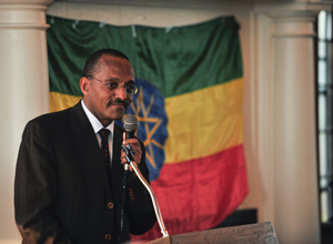 Ethiopian Ambassador Girma Birru Geda speaking at a 2011 BFA Fundraising Event