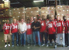 All sorts of folks volunteer with BFA. We were chosen as one of twelve lucky winners of the Atlanta Hometown Huddle. Rookies from the NFL’s Atlanta Falcons packed and sorted books in the Atlanta warehouse to show their commitment to building strong community in Atlanta!