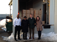 General Mills volunteers braved snowy roads to deliver books to BFA.