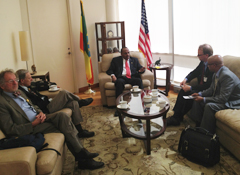BFA board members meet with the Ambassador of Ethiopia to discuss strategy for ending the book famine. 