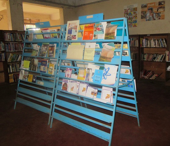 A display promoting children's books at the Jinja Municipal Library