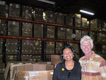 BFA board members Sabrina Jackson (Coca Cola North America) and Henry Bromelkamp (Bromelkamp Company) at the Atlanta warehouse volunteer appreciation party.