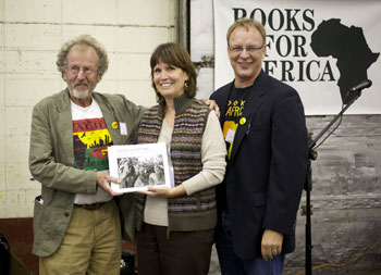 From left: Tom Warth, BFA founder; U.S. Congresswoman Betty McCollum (MN); and Patrick Plonski, BFA executive director. Congresswoman McCollum was presented with a book by Betty Press published in collaboration with BFA called “I Am Because We Are: African Wisdom in Image and Proverb.”