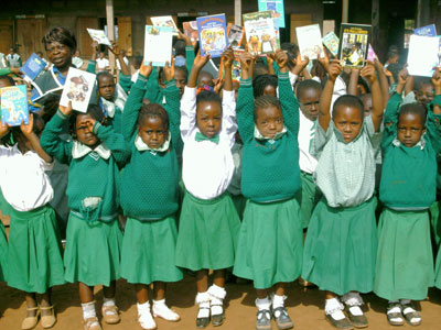 Girls from Susana Bilingual Primary School in Cameroon also received books from the ASEC-NW shipment.