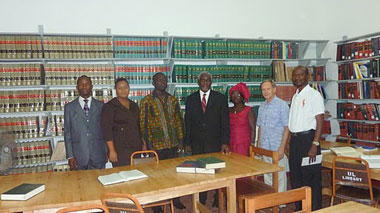 Grimes Law School library, University of Liberia, with books donated by Thomson Reuters and Books For Africa. 