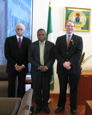 From left: His Excellency Howard Jeter, former U.S. Ambassador to Nigeria; His Excellency Adebowale Ibidapo Adefuye, Nigeria's Ambassador to the U.S.; and BFA Executive Director Patrick Plonski.