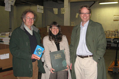 BFA founder Tom Warth, Dictionary Project Director Mary French, and BFA Director Patrick Plonski at the BFA warehouse.