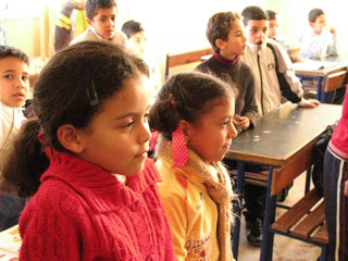 Classroom students in Morocco who received BFA books.