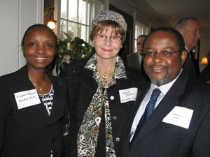 At the Eastcliff reception: Angela Mwaniki (General Mills), Karen Johnson (Preferred Travel), and the Honorable Ombeni Sefue, Tanzanian Ambassador to the U.S.
