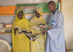 Teachers in a U.N. refugee camp in Chad with their new BFA books.